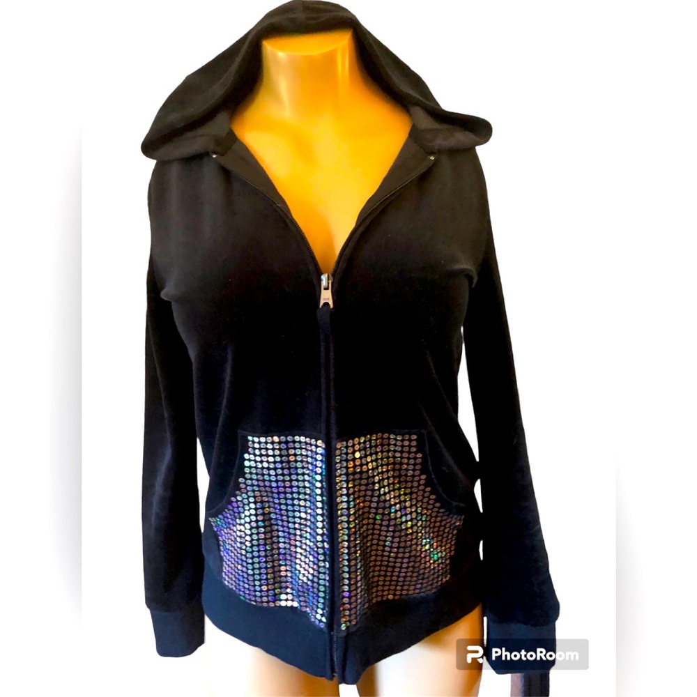 Circo Black Velour Sequin Jacket